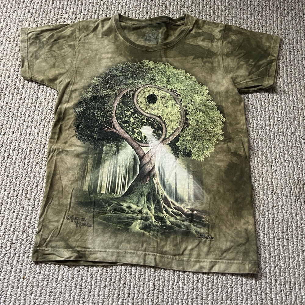 Green Ying Yang Tree of Life Graphic Tee
